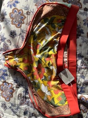 Free People Floral Bikini Briefs in Yellow and Red Trim